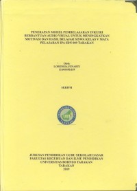 Penerapan Model Pembelajaran Inkuiri Berbantuan Audio Visual Untuk Meningkatkan Motivasi Dan Hasil Belajar Siswa Kelas V Mata Pelajaran IPA SDN 009 Tarakan