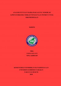 Analisis Putusan Mahkamah Agung Nomor 262 K/PDT.SUS-HKI/2016 Terkait Penggunaan Potret Untuk Dikomersilkan