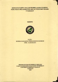 Kesulitan Siswa Dalam Pembelajaran Daring Pada Mata Pelajaran IPA Kelas VII Di SMP Negeri 5 Tarakan