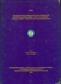 Analisis Hukum Terhadap Putusan Mahkamah Konstitusi Nomor 22/PUU-XV/2017 Atas Undang-Undang Nomor 1 Tahun 1974 Tentang Perkawinan