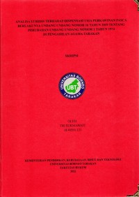Analisa Yuridis Terhadap Dispensasi Usia Perkawinan Pasca Berlakunya Undang Undang Nomor 16 Tahun 2019 Tentang Perubahan Atas Undang Undang Nomor 1 Tahun 1974 Di Pengadilan Agama Tarakan