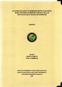 Analisis Kemampuan Berpikir Kritis Mahasiswa PGSD Universitas Borneo Tarakan Dalam Menyelesaikan Masalah Geometri