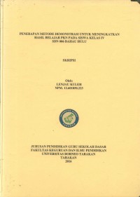 Penerapan Metode Demonstrasi Untuk Meningkatkan Hasil Belajar PKn Pada Siswa Kelas IV SDN 006 Bahau Hulu