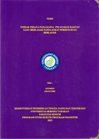 Tindak Pidana Pada Kapal Pelayaran Rakyat Yang Berlayar Tanpa Surat Persetujuan Berlayar