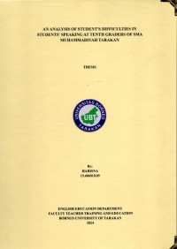 An Analysis Of Students' Difficulties In Students Speaking At Tenth Graders Of SMA Muhammadiyah Tarakan
