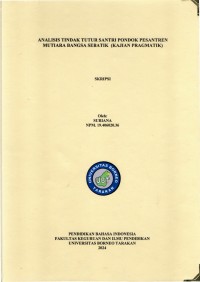 Analisis Tindak Tutur Santri Pondok Pesantren Mutiara Bangsa Sebatik (Kajian Pragmatik)