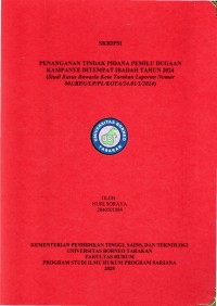 Penanganan Tindak Pidana Pemilu Dugaan Kampanye Ditempat Ibadah Tahun 2024 (Studi Kasus Bawaslu Kota Tarakan Laporan Nomor 001/REG/LP/PL/KOTA/24.01/1/2024)