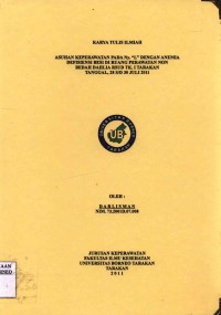 Asuhan Keperawatan Pada Ny. “L” Dengan Anemia Defisiensi Besi Di Ruang Perawatan Non Bedah Dahlia RSUD Tk. 1 Tarakan Tanggal 28 s/d 30 Juli 2011