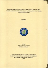 Prosesi Pernikahan Masyarakat Adat Jawa Di Desa Panca Agung Kabupaten Bulungan Kalimantan Utara (Kajian Folklor)