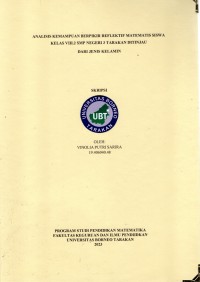 Analisis Kemampuan Berpikir Reflektif Matematis Siswa Kelas VIII.2 SMP Negeri 3 Tarakan Ditinjau Dari Jenis Kelamin