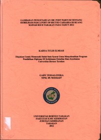 Gambaran Pengetahuan Ibu Post Partum Tentang Mobilisasi Pasca Post Op Sectio Caesaria Di Ruang Mawar RSUD Tarakan Pada Tahun 2012