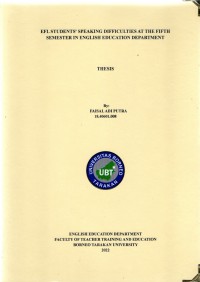 EFL Students’ Speaking Difficulties At The Fifth Semester In English Education Department