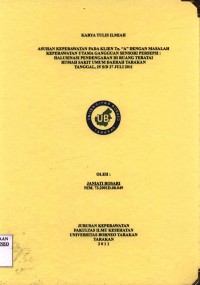 Asuhan Keperawatan Pada Klien Tn. “A” Dengan Masalah Keperawatan Utama Gangguan Sensori Persepsi: Halusinasi Pendengaran Di Ruang Teratai Rumah Sakit Umum Daerah Tarakan Tanggal 25 s/d 27 Juli 2011