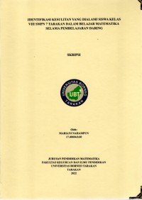 Identifikasi Kesulitan Yang Dialami Siswa Kelas VIII SMPN 7 Tarakan Dalam Belajar Matematika Selama Pembelajaran Daring