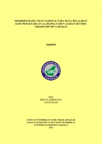 Deskripsi Hasil Ujian Nasional Pada Mata Pelajaran Ilmu Pengetahuan Alam (IPA) Tahun Ajaran 2017/2018-2018/2019 SDN 007 Tarakan