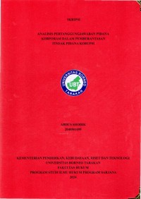 Analisis Pertanggungjawaban Pidana Korporasi Dalam Pemberantasan Tindak Pidana Korupsi