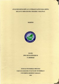 Analisis Kemampuan Literasi Sains Pada Siswa Kelas X MIPA Di SMA Negeri 1 Malinau