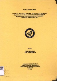 Asuhan Keperawatan Pada Ny. E Dengan Pasca Partum Spontan Di Ruang Mawar Rumah Sakit Umum Daerah Tk. I Tarakan Tanggal 29 s/d 30 Juli 2011
