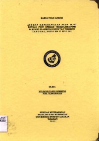Asuhan Keperawatan Pada Tn. “S” Dengan Post Operasi Vesikolitektomi Di Ruang Flamboyan RSUD Tk. I Tarakan Tanggal 25 Juli s/d 27 Juli 2011