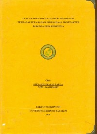 Analisis Pengaruh Faktor Fundamental   Terhadap Beta Saham Perusahaan Manufaktur Di Bursa Efek Indonesia