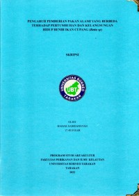 PENGARUH PEMBERIAN PAKAN ALAMI YANG BERBEDA TERHADAP PERTUMBUHAN DAN KELANGSUNGAN HIDUP BENIH IKAN CUPANG (Betta Sp)