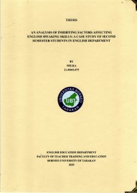 AN ANALYSIS OF INHIBITING FACTORS AFFECTING ENGLISH SPEAKING SKILLS: A CASE STUDY OF SECOND SEMESTER STUDENTS IN ENGLISH DEPARTMENT