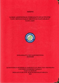 Sanksi Administrasi Terhadap Partai Politik Yang Menggunakan Identitas Masyarakat Tanpa Izin