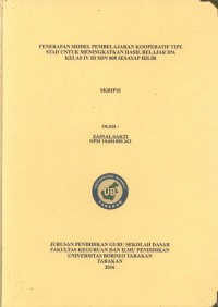 Penerapan Model Pembelajaran Kooperatif Tipe STAD Untuk Meningkatkan Hasil Belajar IPA Kelas IV Di SDN 008 Sesayap Hilir