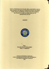 Upaya Peningkatan Hasil Belajar Siswa Mata Pelajaran IPA Dengan Menggunakan Quizizz Pada Masa Pandemi Covid-19 Di MTs Darud Da’wah Wal Irsyad (DDI) Kelas VII Semester Genap