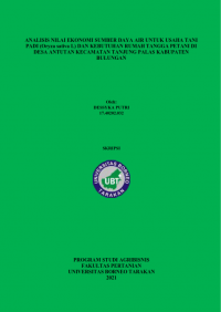 Analisis Nilai Ekonomi Sumber Daya Air Untuk Usaha Tani Padi (Oryza sativa L.) Dan Kebutuhan Rumah Tangga Petani Di Desa Antutan Kecamatan Tanjung Palas Kabupaten Bulungan