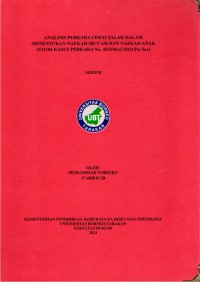 Analisis Perkara Cerai Talak Dalam Menentukan Nafkah Mut’ah Dan Nafkah Anak                                                                                (Studi Kasus Perkara No. 453/Pdt.G/2021/Pa-Tar)