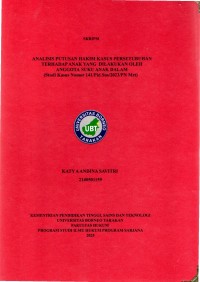 ANALISIS PUTUSAN HAKIM KASUS PERSETUBUHAN
TERHADAP ANAK YANG DILAKUKAN OLEH
ANGGOTA SUKU ANAK DALAM
(Studi Kasus Nomor 141/Pid.Sus/2023/PN Mrt)
