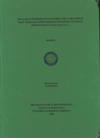 Pengaruh Pemberian Pupuk Organik Cair Limbah Ikan Terhadap Pertumbuhan Dan Hasil Tanaman Bawang Daun (Allium fistulosum L)