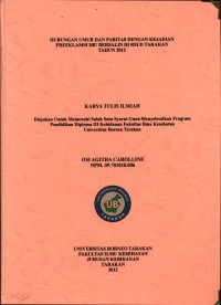 Hubungan Umur Dan Paritas Dengan Kejadian Preeklamsi Ibu Bersalin Di RSUD Tarakan Tahun 2012