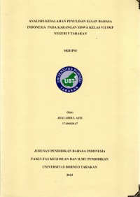 Analisis Kesalahan Penulisan Ejaan Bahasa Indonesia Pada Karangan Siswa Kelas VII SMP Negeri 5 Tarakan