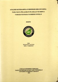 Analisis Keterampilan Berpikir Kreatif Siswa Pada Mata Pelajaran IPA Kelas VII SMPN 8 Tarakan Di Masa Pandemi Covid-19