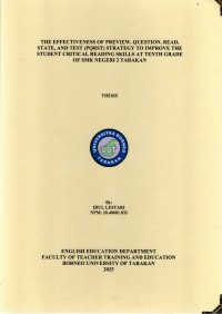 THE EFFECTIVENESS OF PREVIEW, QUESTION, READ, STATE, AND TEST (PQRST) STRATEGY TO IMPROVE THE STUDENT CRITICAL READING SKILLS AT TENTH GRADE OF SMK NEGERI 2 TARAKAN