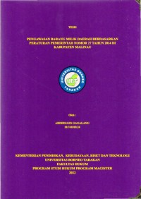 Pengawasan Barang Milik Daerah Berdasarkan Peraturan Pemerintah Nomor 27 Tahun 2014 Di Kabupaten Malinau