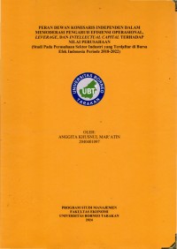 Peran Dewan Komisaris  Independen Dalam Memoderasi Efisiensi Operasional, Leverage, Intellectual  Capital Terhadap Nilai Perusahaan (Studi Pada Perusahaan Sektor Industri  Yang Terdaftar Di Bursa Efek Indonesia Periode 2018-2022)