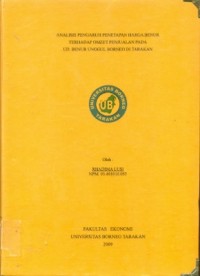 Analisis Pengaruh Penetapan Harga Benur Terhadap Omzet Penjualan Pada UD Benur Unggul Borneo Di Tarakan