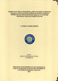 Kesesuaian Minat Mahasiswa FKIP Universitas Borneo Tarakan Angkatan 2021 Terhadap Pilihan Jurusan Diperguruan Tinggi Ditinjau Dari Alat Tes RMIB (Rothwell Miller Interest Blank)
