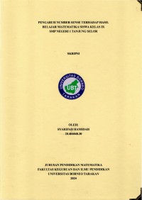 Pengaruh Number Sense Terhadap Hasil Belajar Matematika Siswa Kelas IX SMP Negeri 1 Tanjung Selor
