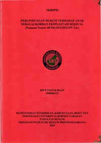 Perlindungan Hukum Terhadap Anak  Sebagai Korban Eksploitasi Seksual (Putusan Nomor 68/PID.SUS/2022/PN TAR)