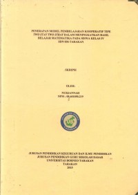 Penerapan Model Pembelajaran Kooperatif Tipe Two Stay Two Stray Dalam Meningkatkan Hasil Belajar Matematika Pada Siswa Kelas IV SDN 036 Tarakan