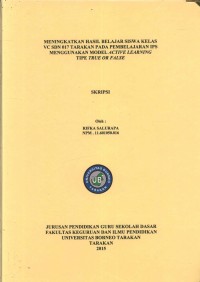Meningkatkan Hasil Belajar Siswa Kelas VC SDN 017 Tarakan Pada Pembelajaran IPS Menggunakan Model Active Learning Tipe True Or False