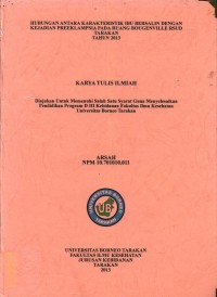 Hubungan Antara Karakteristik Ibu Bersalin Dengan Kejadian Preeklampsia Pada Ruang Bougenville RSUD Tarakan Tahun 2012-2013