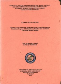 Hubungan Karakteristik Ibu Hamil Dengan Kejadian Hiperemesis Gravidarum Di Ruang Kamboja Rumah Sakit Umum Daerah Tarakan Tahun 2012-2013