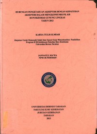 Hubungan Pengetahuan Akseptor Dengan Kepatuhan Akseptor Dalam Mengkonsumsi Pil Kb Di Puskesmas Gunung Lingkas Tahun 2013