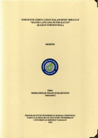 Struktur Cerita Lisan Dalam Buku Hikayat Datoe Lancang Putri Kayan Kajian Struktural