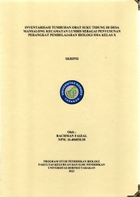 Inventarisasi Tumbuhan Obat Suku Tidung Di Desa Mansalong Kecamatan Lumbis Sebagai Penyusunan Perangkat Pembelajaran Biologi SMA Kelas X